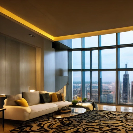 23247-1285353155-picture of dimly lit living room in a skyscraper, huge room, floor to ceiling window with an city view, nighttime.webp